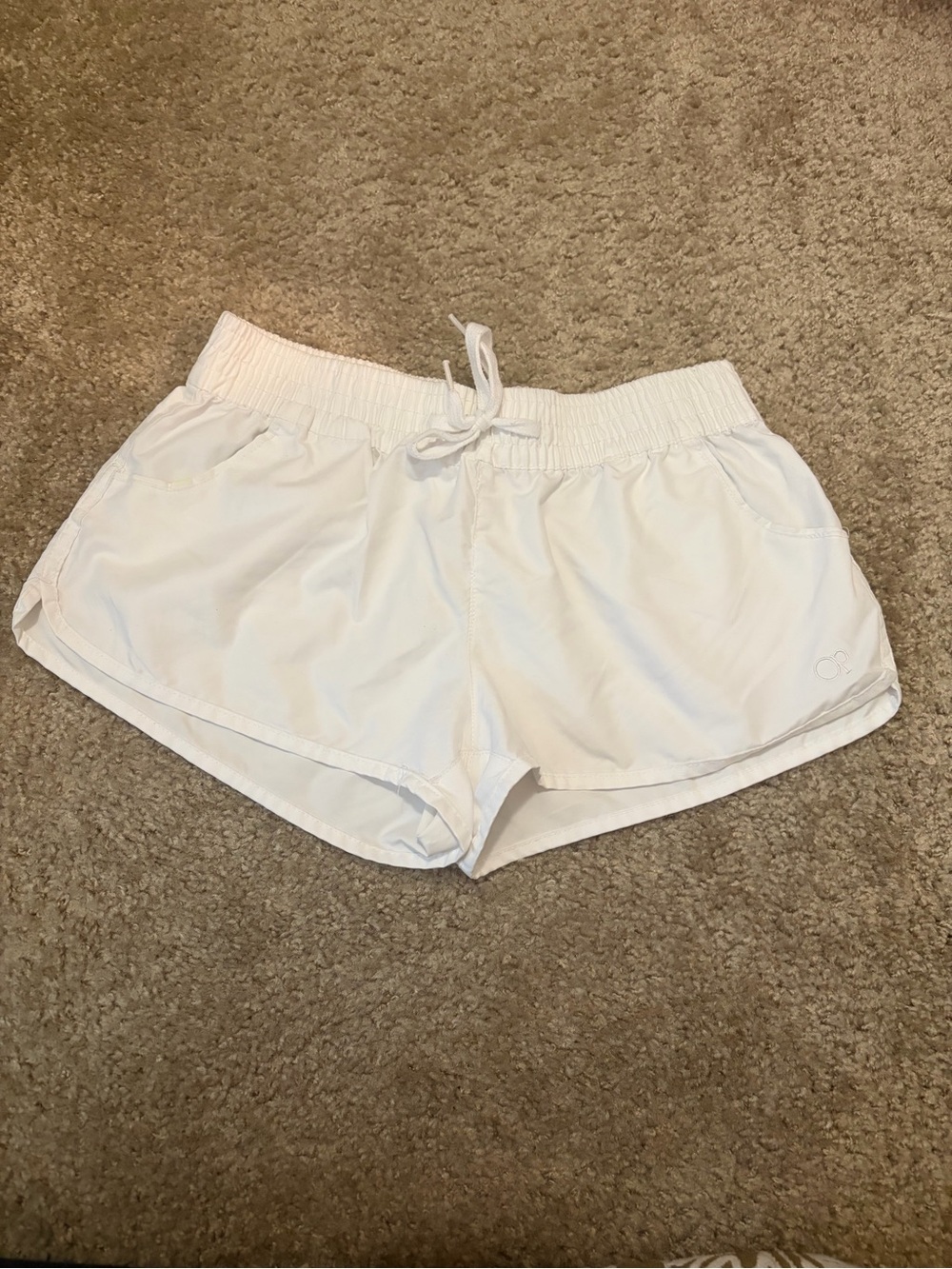 OP Juniors White Athletic Drawstring Shorts